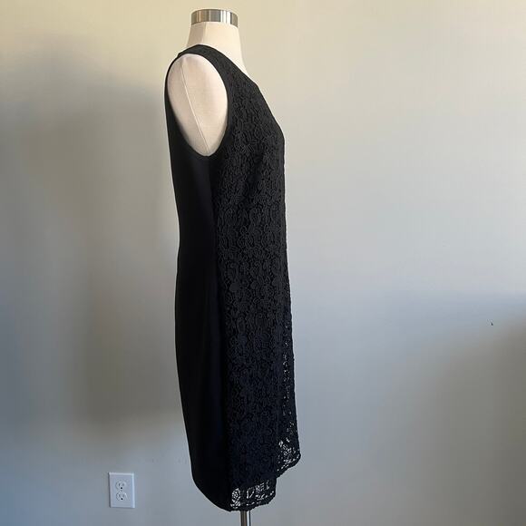 Calvin Klein Lace Overlay Sheath Dress Sleeveless Black 10 - Picture 4 of 6